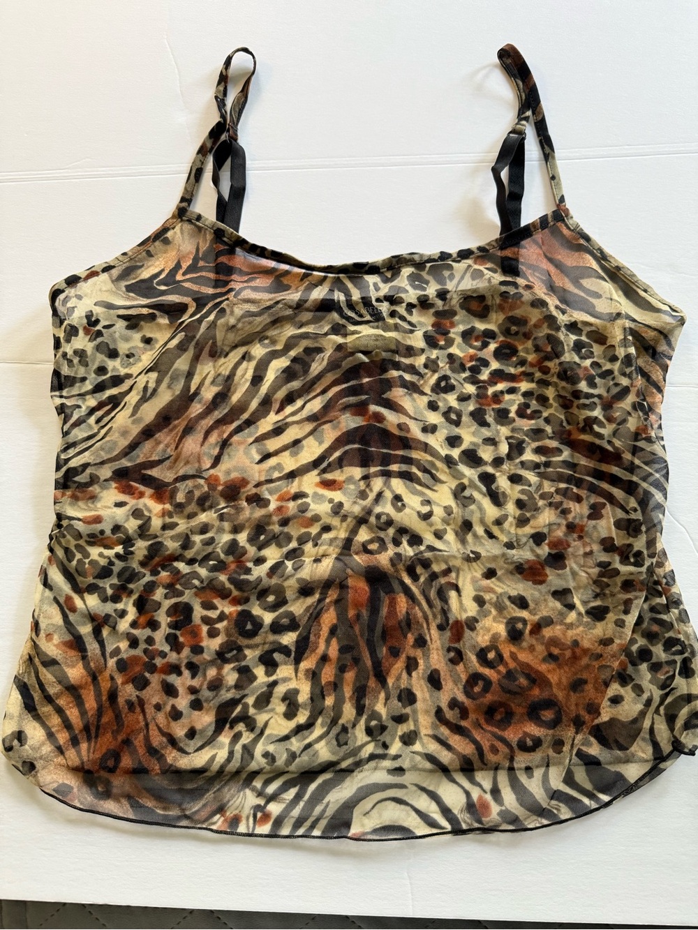 Cosabella Camisole Sheer Leopard Tiger Mix Print Adjustable Straps Made in Italy